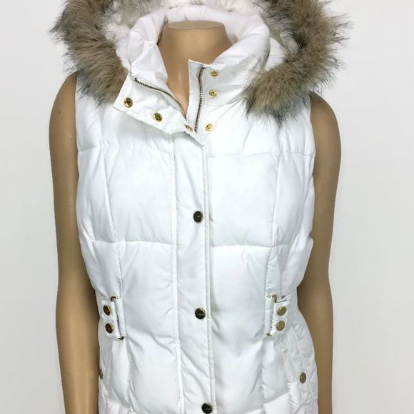 Guess Jackets & Blazers - Guess White Puffer Hooded Vest Size X Large
